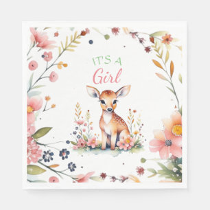 ベビー鹿(花) It's a Girl Baby Shower スタンダードランチョンナプキン