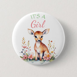 ベビー鹿（花） | It's a Girl Baby Shower 缶バッジ