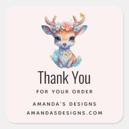 ベビー鹿〔雄ジカの〕枝角花業 スクエアシール