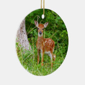 ベビー鹿in the Woods自然写真 セラミックオーナメント (右)