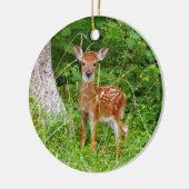 ベビー鹿in the Woods自然写真 セラミックオーナメント (左)