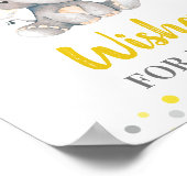 ベビー黄色のドット象の赤ちゃんシャワーの願い ポスター (角)