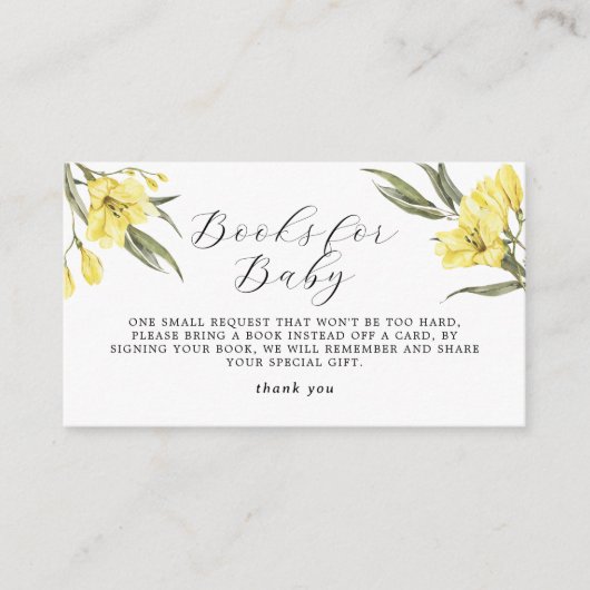 ベビー黄色の花緑の水彩用の本 エンクロージャーカード (正面)
