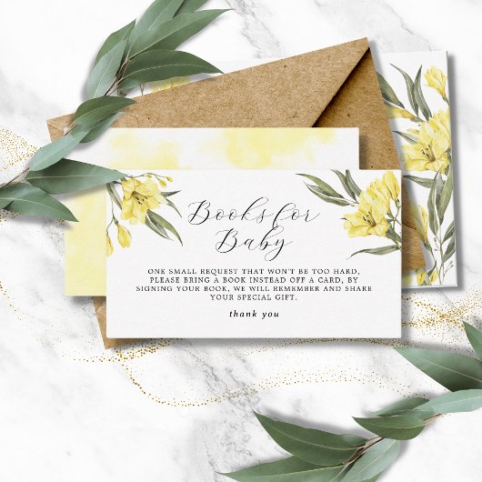 ベビー黄色の花緑の水彩用の本 エンクロージャーカード