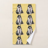 ベビー黄色タキシード黒猫キャッツガールズタオルセット バスタオルセット (ハンドタオル)