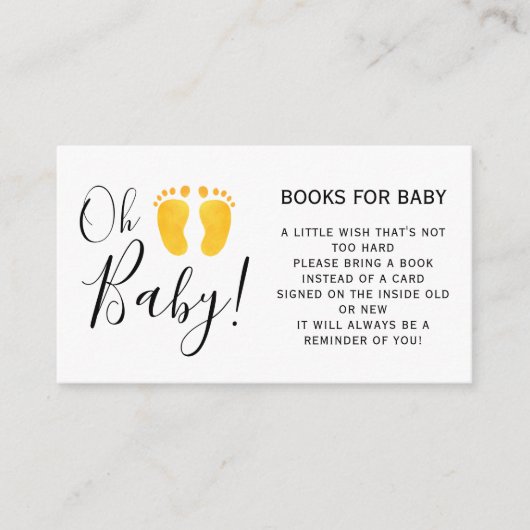 ベビー黄色足赤ちゃんシャワー用の本 エンクロージャーカード (正面)