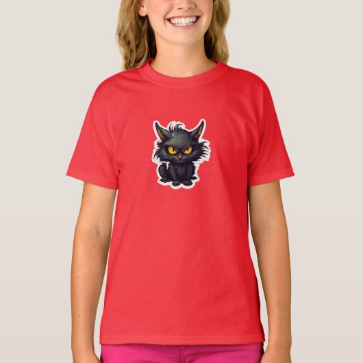 ベビー黒猫デザイン – 女子Tシャツ Tシャツ (正面)