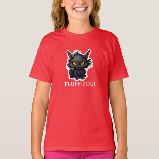 ベビー黒猫デザイン – 女子Tシャツ Tシャツ (正面)