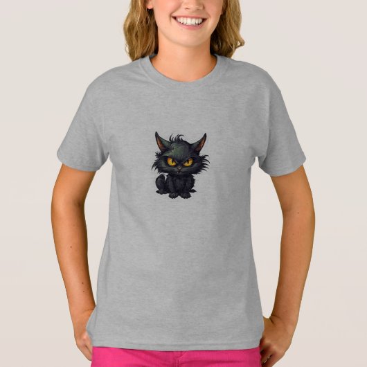 ベビー黒猫デザイン – 女子Tシャツ Tシャツ (正面)
