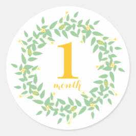ベビー1か月クラシック丸ステッカー、光沢 ラウンドシール