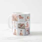 ベビー1年目のフォトコラージュのスクリプトグリーン コーヒーマグカップ (正面左)