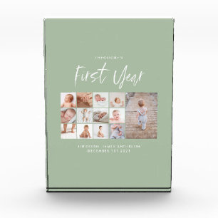 ベビー1年目のフォトコラージュのスクリプトグリーン フォトブロック