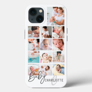 ベビー1年目パーソナライズされたの家族の写真コラージュ iPhone 13ケース