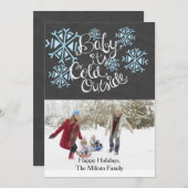 ベビー1枚のフォトクリスマスカードの外は寒い シーズンカード (正面/裏面)