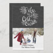 ベビー1枚のフォトクリスマスカードの外は寒い シーズンカード (正面/裏面)