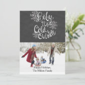 ベビー1枚のフォトクリスマスカードの外は寒い シーズンカード (スタンド正面)