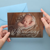 ベビー1枚のフォトブルーエレガント誕生 案内状