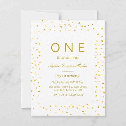 ベビー1歳の誕生日、100万人の招待 招待状 (正面)