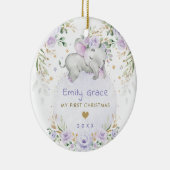 ベビー1番目の初めてのクリスマスドリーミーパープルエレファント セラミックオーナメント (右)