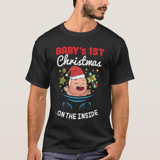 ベビー1番目の初めてのクリスマス内側妊娠T Tシャツ (正面)