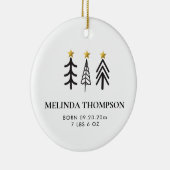 ベビー1番目の初めてのクリスマス生まれたばかりの写真誕生の状態 セラミックオーナメント (右)