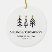 ベビー1番目の初めてのクリスマス生まれたばかりの写真誕生の状態 セラミックオーナメント (正面)