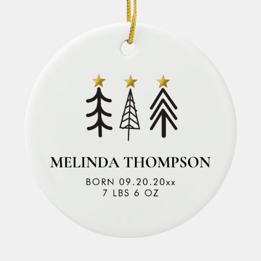 ベビー1番目の初めてのクリスマス生まれたばかりの写真誕生の状態 セラミックオーナメント (正面)