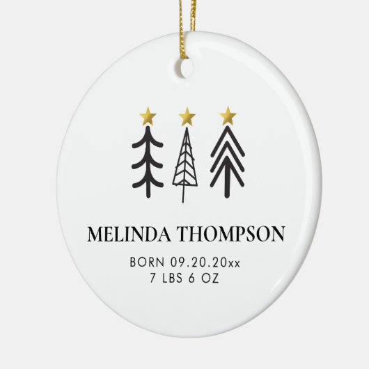 ベビー1番目の初めてのクリスマス生まれたばかりの写真誕生の状態 セラミックオーナメント (左)