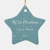 ベビー1stクリスマスキュートスノーフレークスブルーオーナメント セラミックオーナメント (裏面)