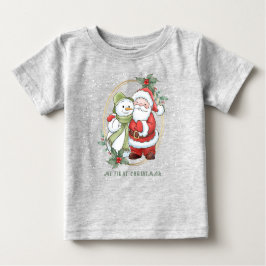 ベビー1stクリスマスサンタ雪だるまルドルフTシャツ ベビーTシャツ