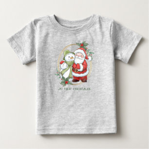 ベビー1stクリスマスサンタ雪だるまルドルフTシャツ ベビーTシャツ