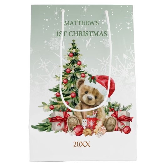 ベビー1stクリスマステディベアミディアム抱き枕 ミディアムペーパーバッグ (裏面)