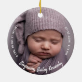 ベビー1stクリスマスフォト誕生統計誕生レコード セラミックオーナメント (裏面)