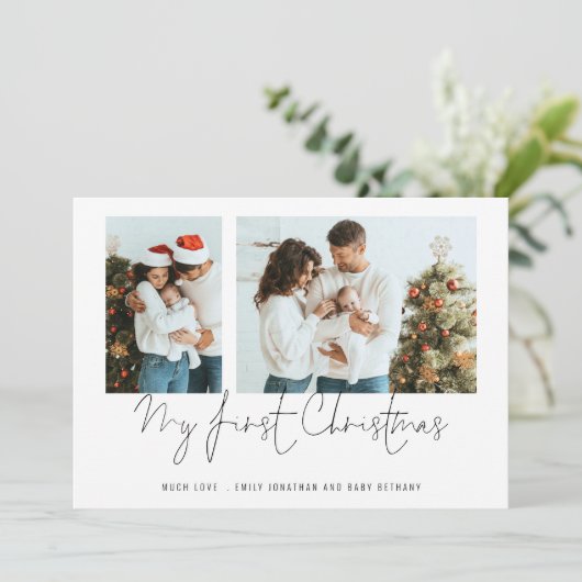 ベビー1stクリスマス2写真スクリプト誕生発表 シーズンカード (スタンド正面)