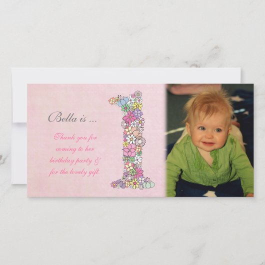 ベビー1st誕生日ありがとうフォトカード サンキューカード (正面)