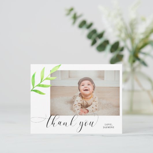 ベビー1st誕生日ありがとう水の色スワッシュ ポストカード (スタンド正面)