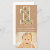 ベビー1st誕生日ナンバー1ありがとうフォトカード サンキューカード (正面/裏面)