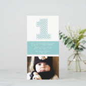 ベビー1st誕生日ナンバー1ありがとうフォトカード サンキューカード (スタンド正面)