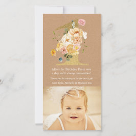 ベビー1st誕生日ナンバー1ありがとうフォトカード サンキューカード