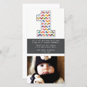 ベビー1st誕生日ナンバー1ありがとうフォトカード サンキューカード (正面/裏面)