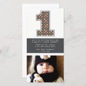 ベビー1st誕生日ナンバー1ありがとうフォトカード サンキューカード (正面/裏面)