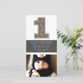 ベビー1st誕生日ナンバー1ありがとうフォトカード サンキューカード (スタンド正面)