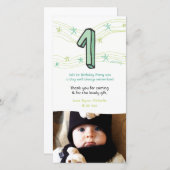 ベビー1st誕生日ナンバー1ありがとうフォトカード サンキューカード (正面/裏面)