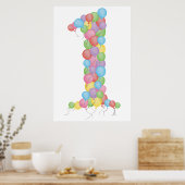 ベビー1st誕生日パーティーバルーン1ポスタープリント ポスター (キッチン)