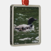 ベビー2を持つ水潜り鳥 メタルオーナメント (右)
