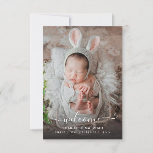 ベビー2写真の誕生発表 サンキューカード (正面)