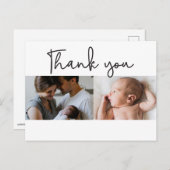 ベビー2写真家族の誕生発表感謝 案内ポストカード (正面/裏面)
