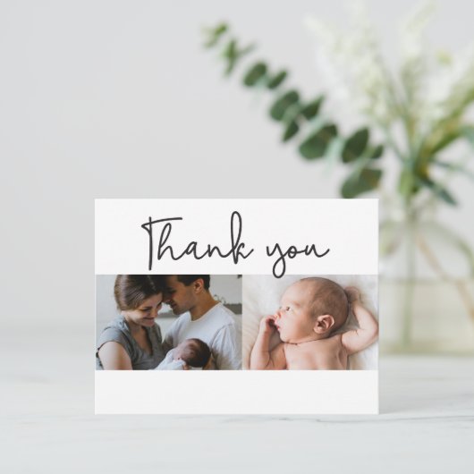 ベビー2写真家族の誕生発表感謝 案内ポストカード (スタンド正面)