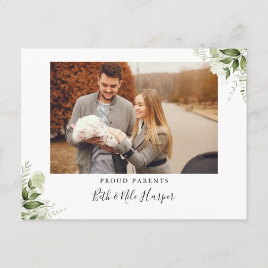 ベビー2 Photos Greeneryフローラありがとう誕生 案内ポストカード (裏面)