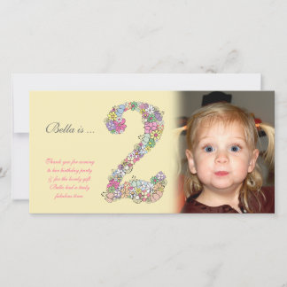 ベビー2nd Birthday Thank You Photo Card サンキューカード